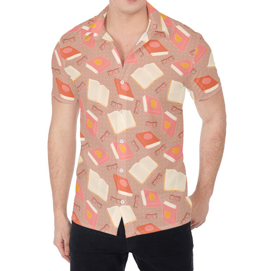 Reading Books And Glasses Pattern Print Men's Shirt