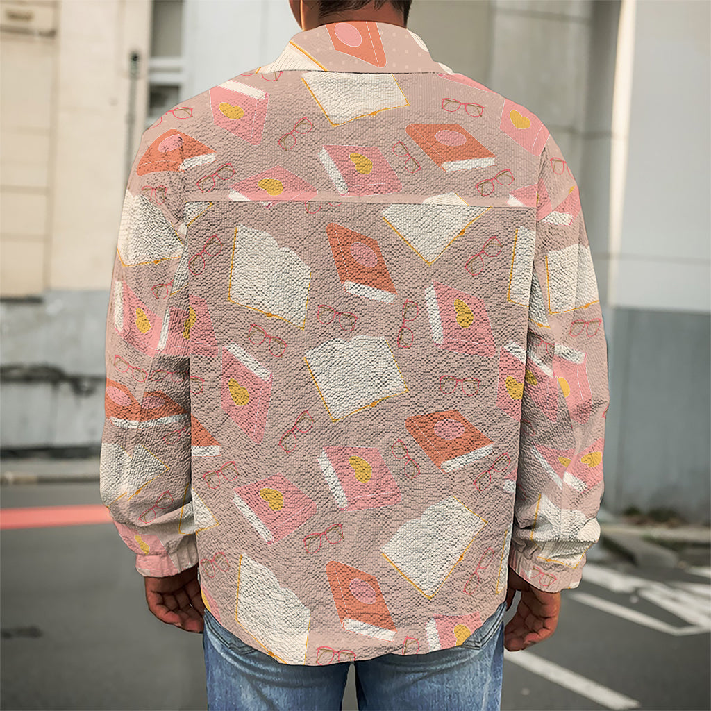 Reading Books And Glasses Pattern Print Men's Shirt Jacket