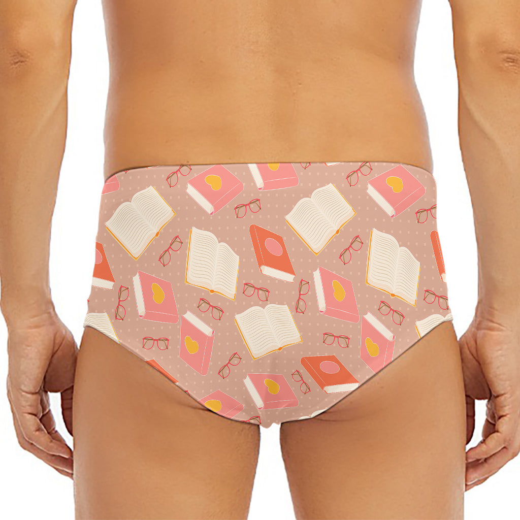 Reading Books And Glasses Pattern Print Men's Triangle Swim Briefs