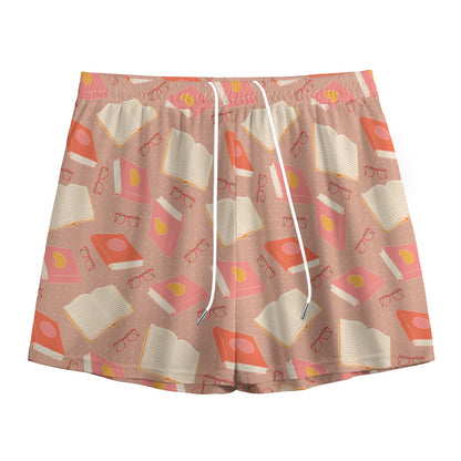 Reading Books And Glasses Pattern Print Mesh Shorts