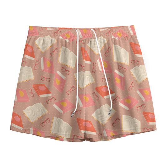 Reading Books And Glasses Pattern Print Mesh Shorts