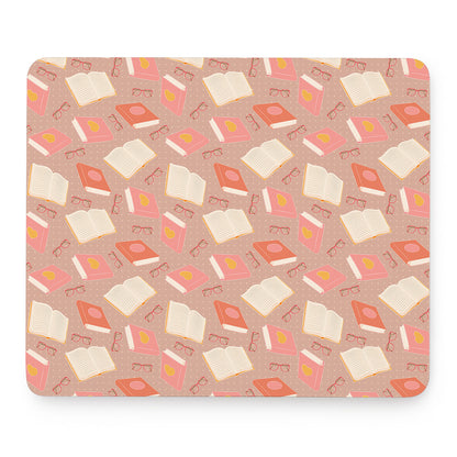 Reading Books And Glasses Pattern Print Mouse Pad