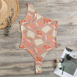 Reading Books And Glasses Pattern Print One Shoulder Bodysuit