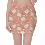 Reading Books And Glasses Pattern Print Pencil Mini Skirt