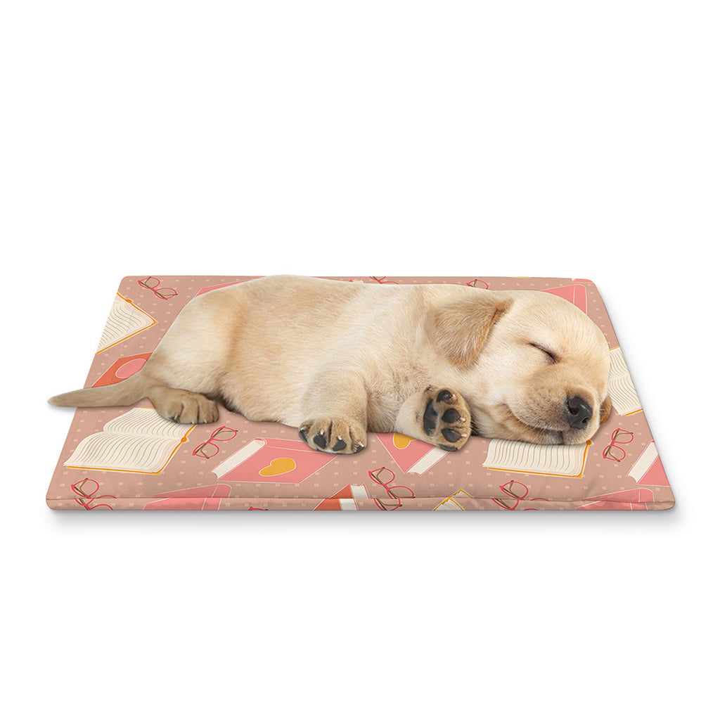 Reading Books And Glasses Pattern Print Pet Cooling Mat Cover