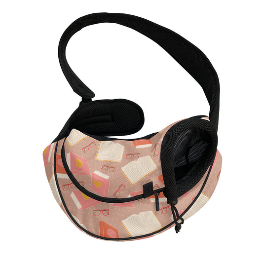 Reading Books And Glasses Pattern Print Pet Sling Carrier