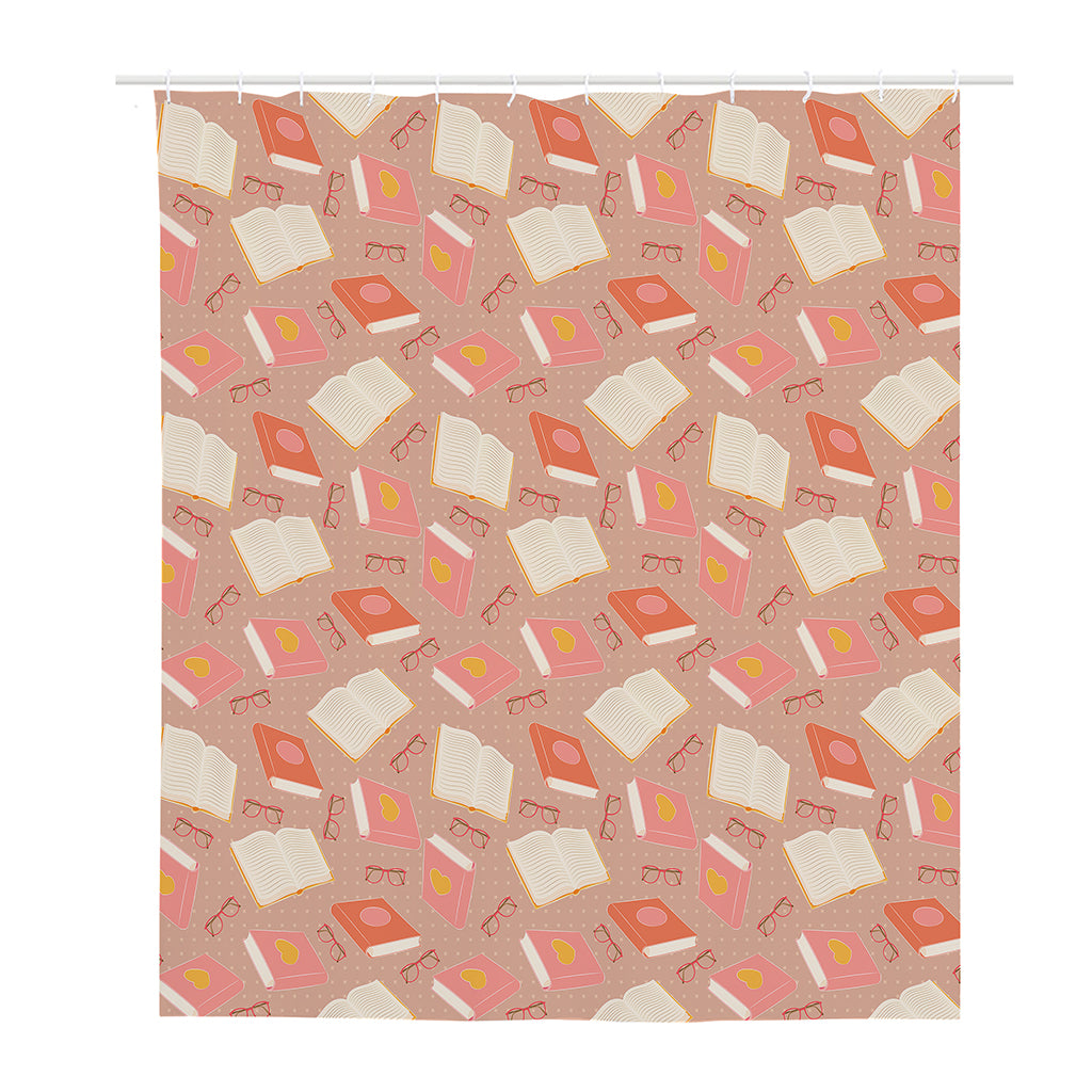 Reading Books And Glasses Pattern Print Polyester Shower Curtain