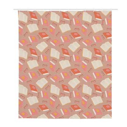 Reading Books And Glasses Pattern Print Polyester Shower Curtain