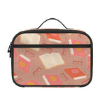 Reading Books And Glasses Pattern Print Portable Lunch Bag