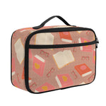 Reading Books And Glasses Pattern Print Portable Lunch Bag