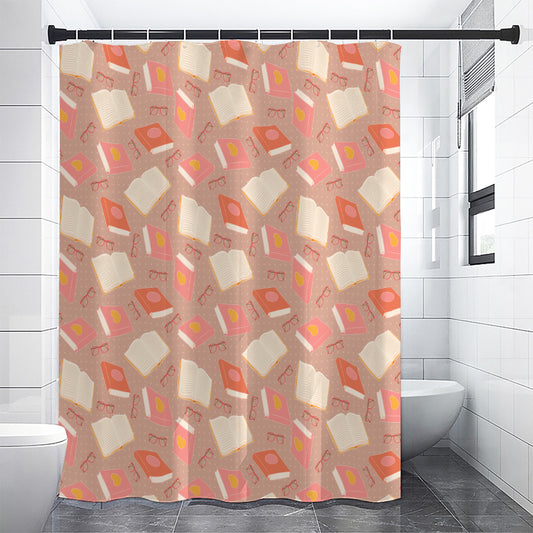 Reading Books And Glasses Pattern Print Premium Shower Curtain