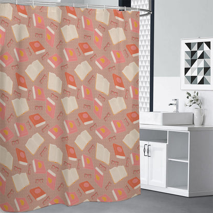 Reading Books And Glasses Pattern Print Premium Shower Curtain