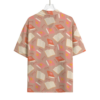 Reading Books And Glasses Pattern Print Rayon Hawaiian Shirt