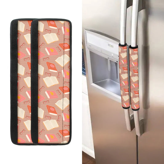 Reading Books And Glasses Pattern Print Refrigerator Handle Covers