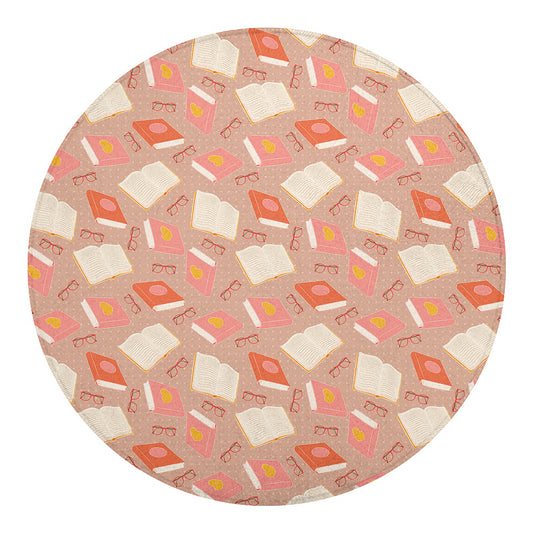 Reading Books And Glasses Pattern Print Round Blanket
