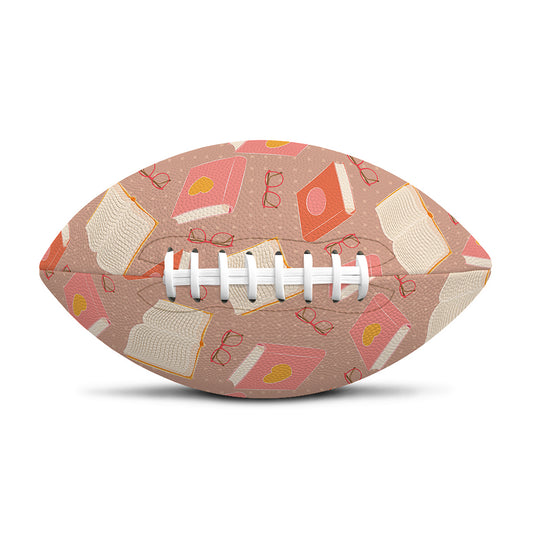 Reading Books And Glasses Pattern Print Rugby Ball