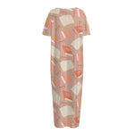 Reading Books And Glasses Pattern Print Short Sleeve Long Nightdress