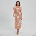 Reading Books And Glasses Pattern Print Short Sleeve Maxi Dress
