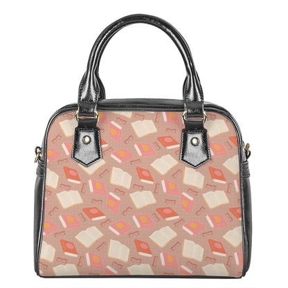 Reading Books And Glasses Pattern Print Shoulder Handbag