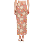 Reading Books And Glasses Pattern Print Side Slit Maxi Skirt