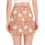 Reading Books And Glasses Pattern Print Side Slit Mini Skirt