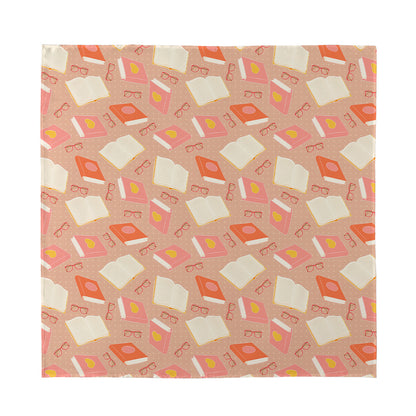 Reading Books And Glasses Pattern Print Silk Bandana