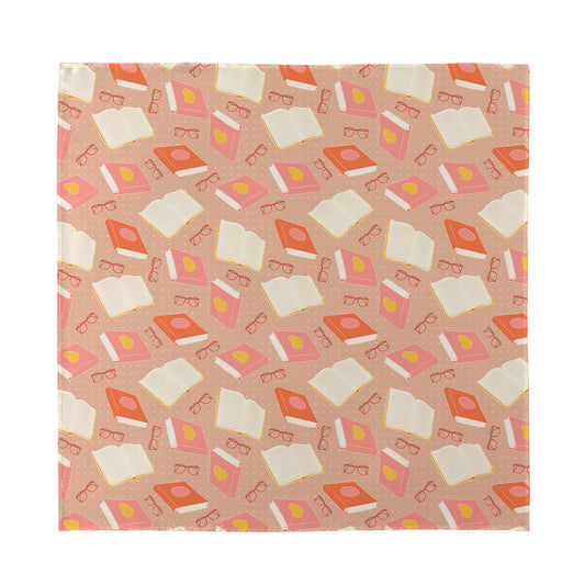Reading Books And Glasses Pattern Print Silk Bandana
