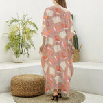 Reading Books And Glasses Pattern Print Silk V-Neck Kaftan Dress