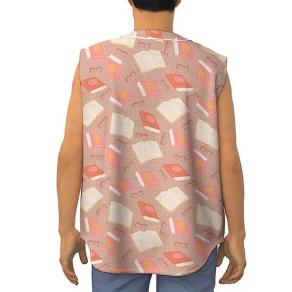 Reading Books And Glasses Pattern Print Sleeveless Baseball Jersey