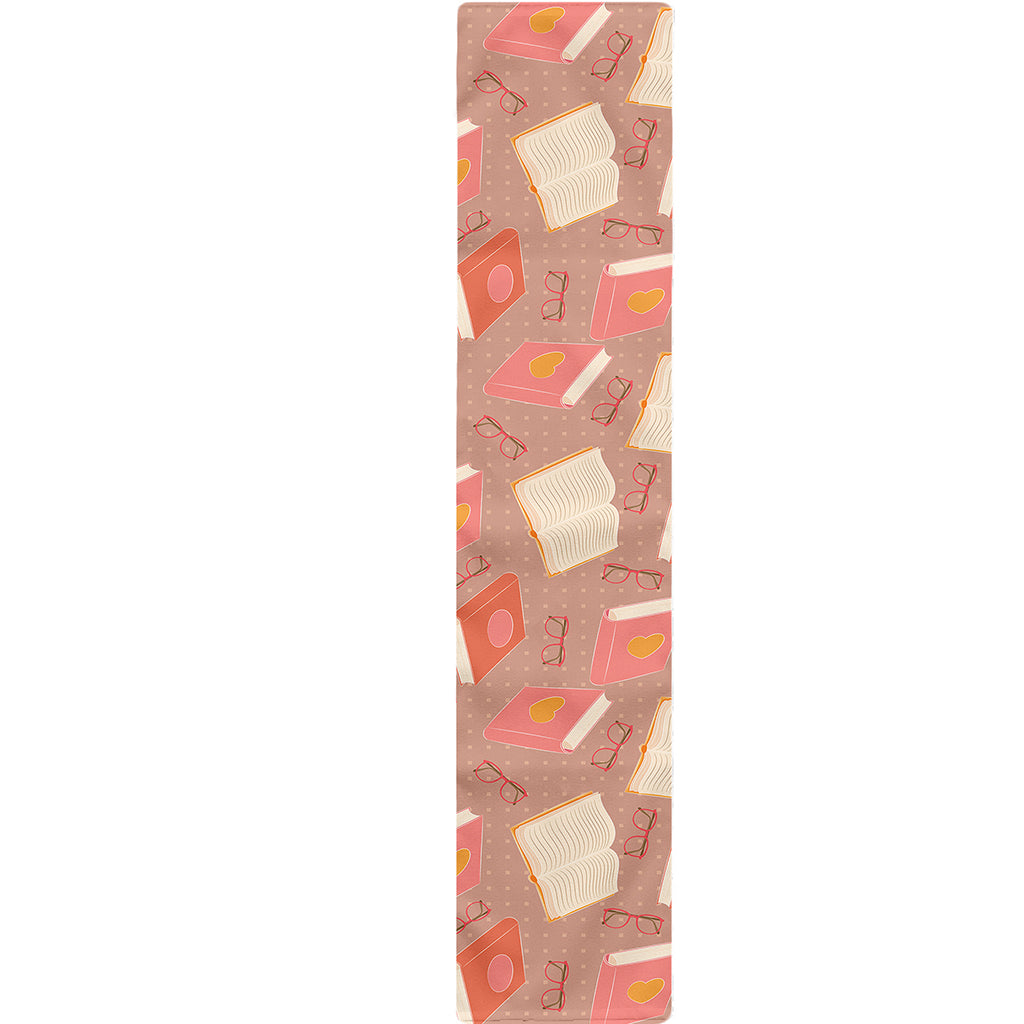 Reading Books And Glasses Pattern Print Table Runner
