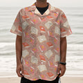 Reading Books And Glasses Pattern Print Textured Short Sleeve Shirt