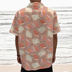 Reading Books And Glasses Pattern Print Textured Short Sleeve Shirt