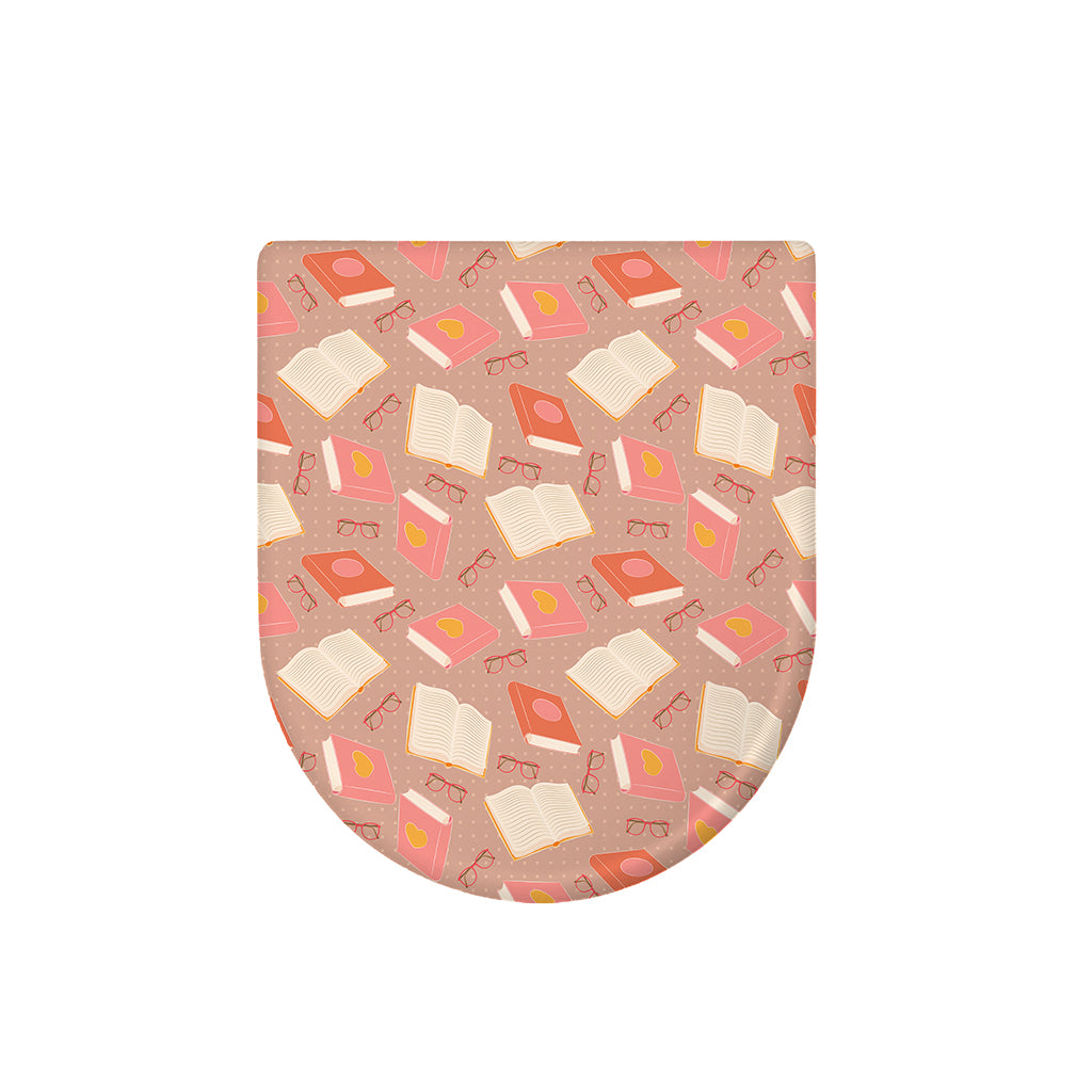 Reading Books And Glasses Pattern Print Toilet Lid Cover