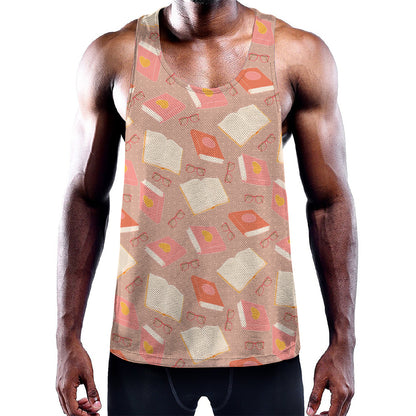 Reading Books And Glasses Pattern Print Training Tank Top
