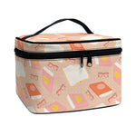 Reading Books And Glasses Pattern Print Travel Makeup Bag
