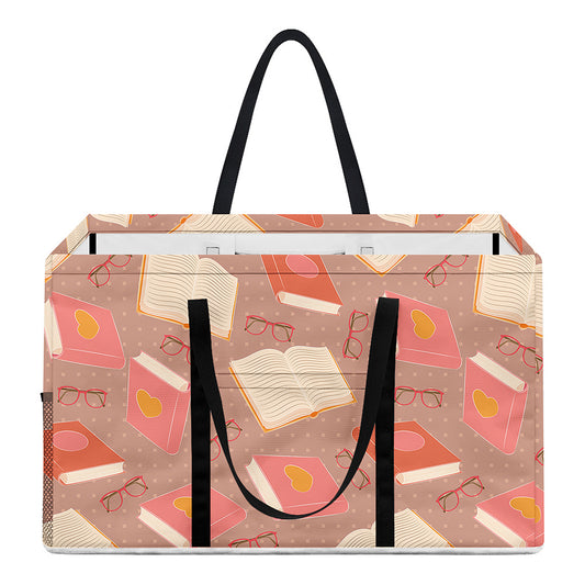 Reading Books And Glasses Pattern Print Utility Tote Bag