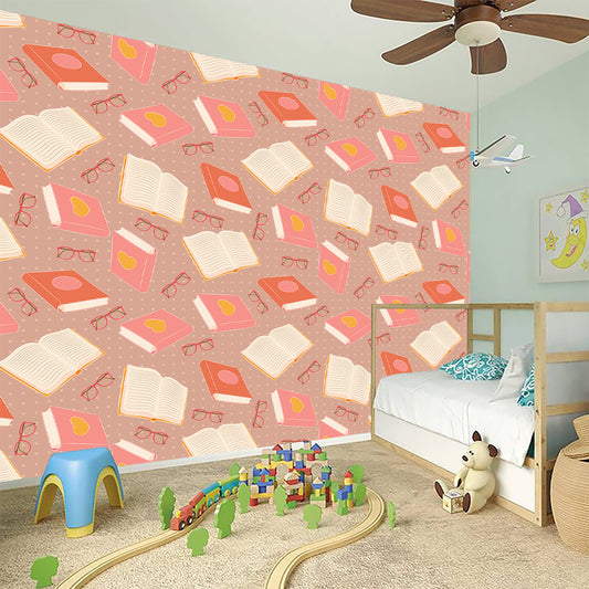 Reading Books And Glasses Pattern Print Wall Sticker