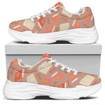 Reading Books And Glasses Pattern Print White Chunky Shoes