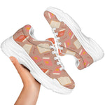 Reading Books And Glasses Pattern Print White Chunky Shoes