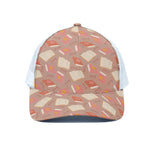 Reading Books And Glasses Pattern Print White Mesh Trucker Cap