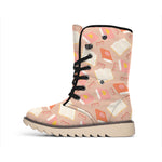 Reading Books And Glasses Pattern Print Winter Boots