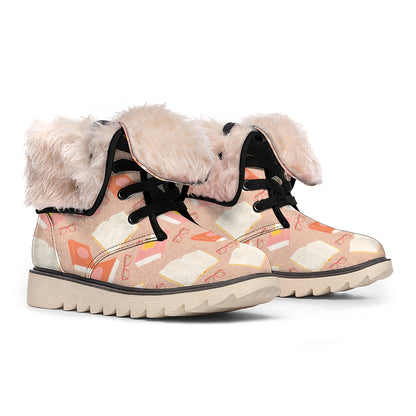 Reading Books And Glasses Pattern Print Winter Boots