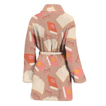Reading Books And Glasses Pattern Print Women's Bathrobe