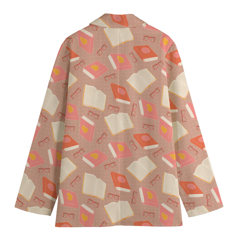 Reading Books And Glasses Pattern Print Women's Blazer