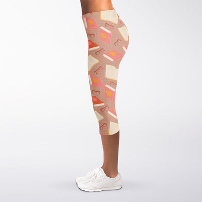 Reading Books And Glasses Pattern Print Women's Capri Leggings