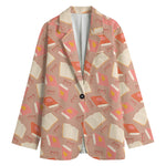 Reading Books And Glasses Pattern Print Women's Cotton Blazer