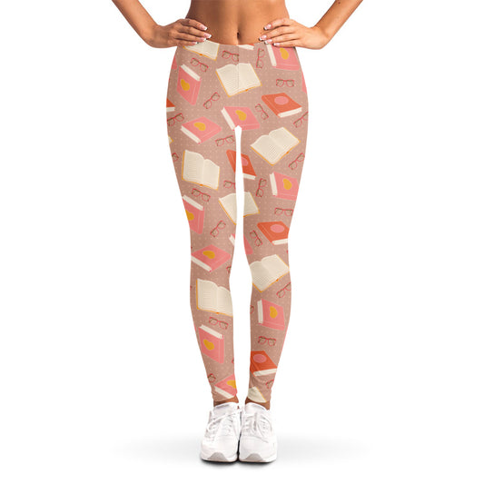 Reading Books And Glasses Pattern Print Women's Leggings