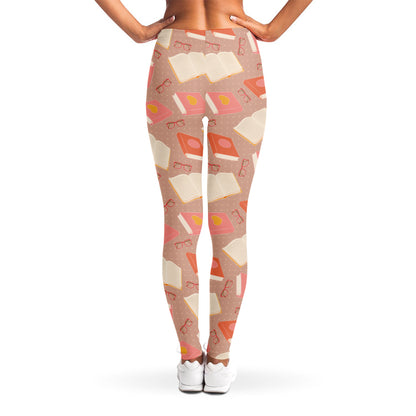 Reading Books And Glasses Pattern Print Women's Leggings