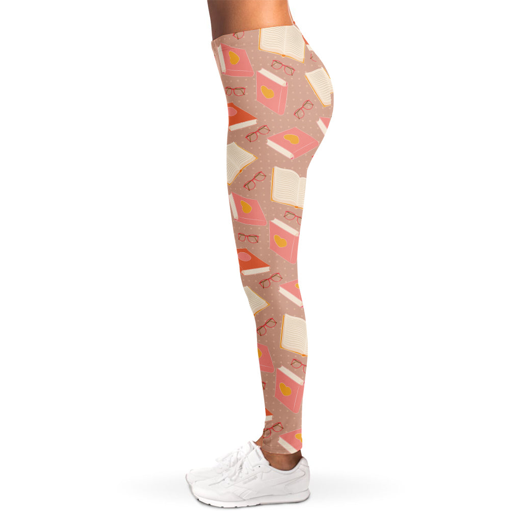 Reading Books And Glasses Pattern Print Women's Leggings
