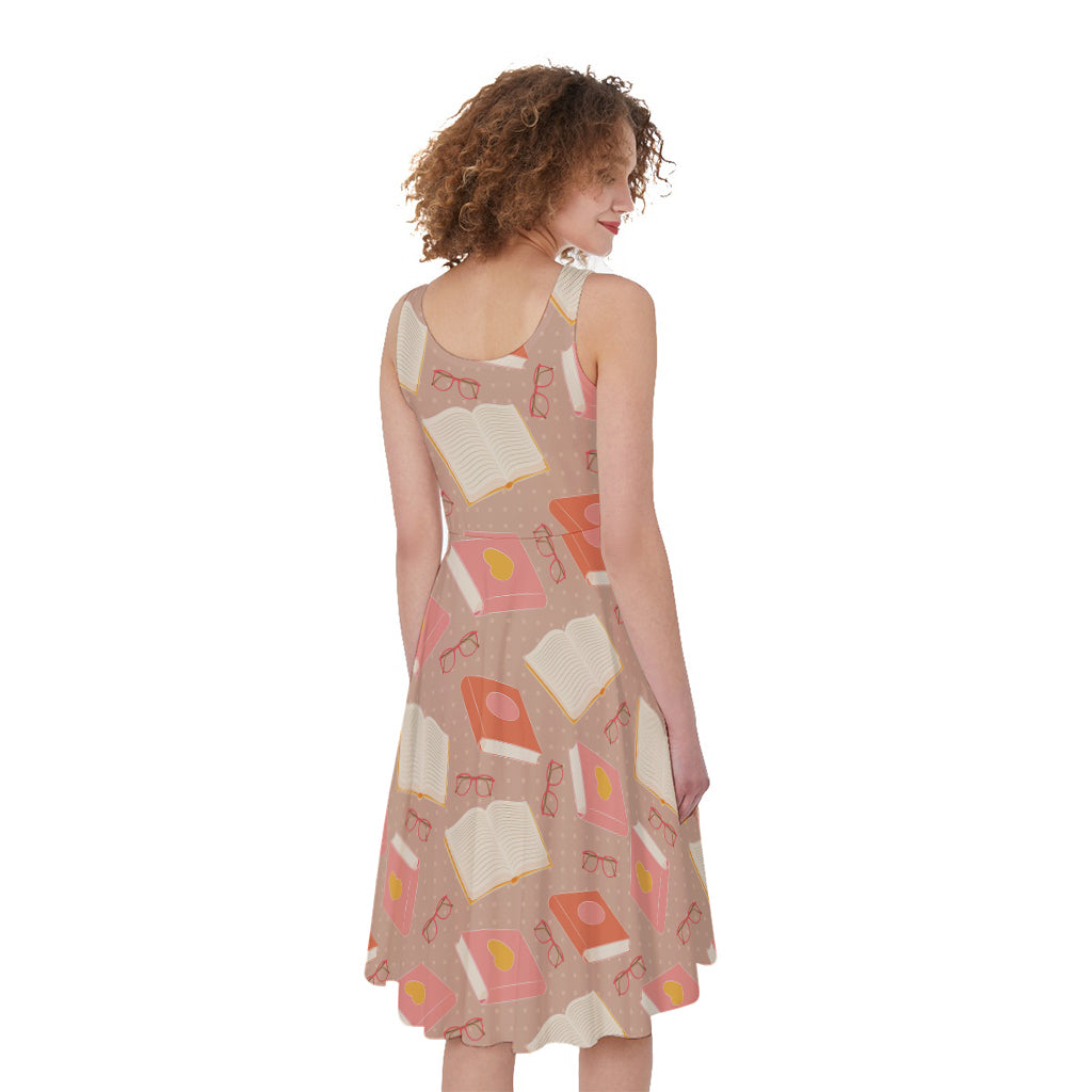 Reading Books And Glasses Pattern Print Women's Sleeveless Dress